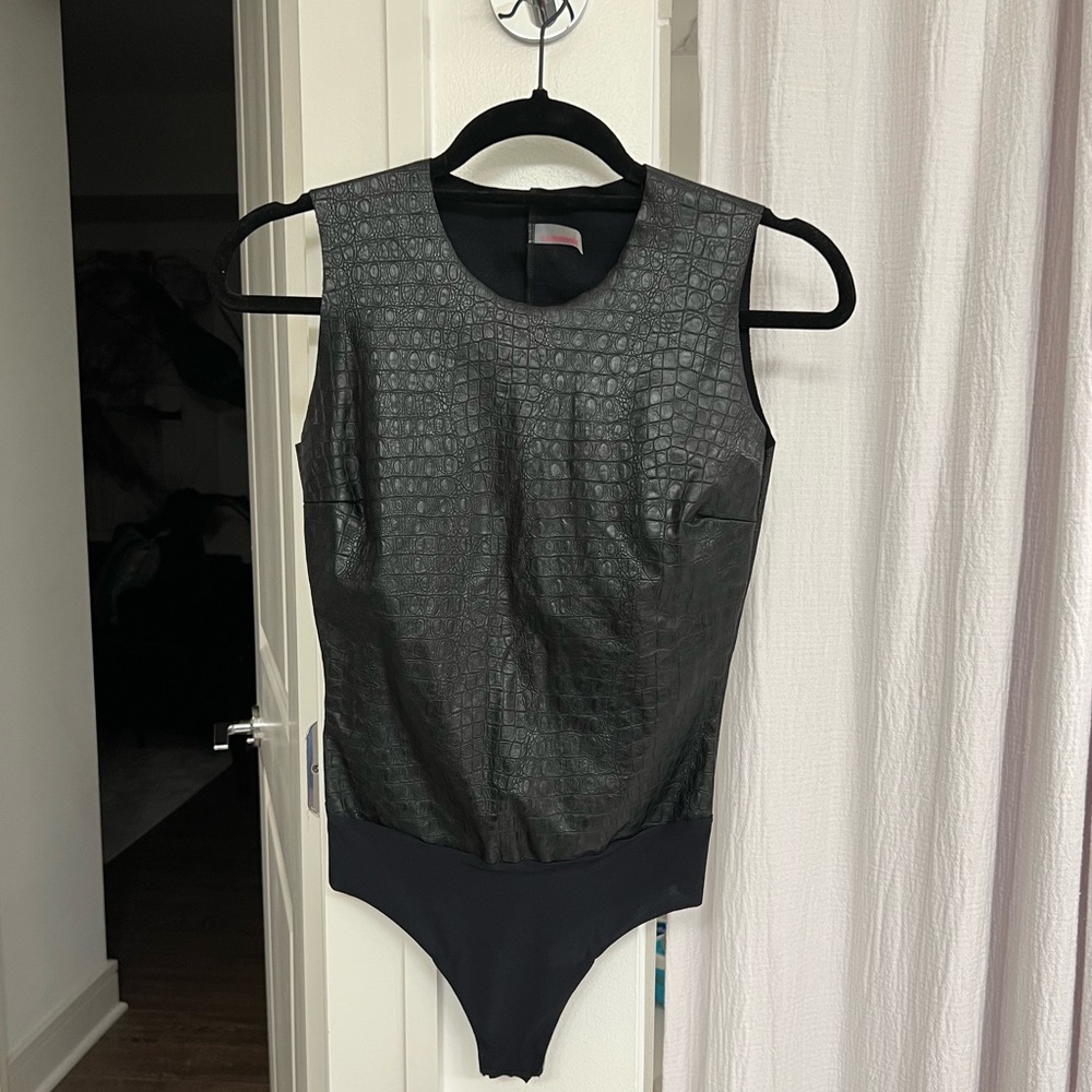Commando leather croc body suit